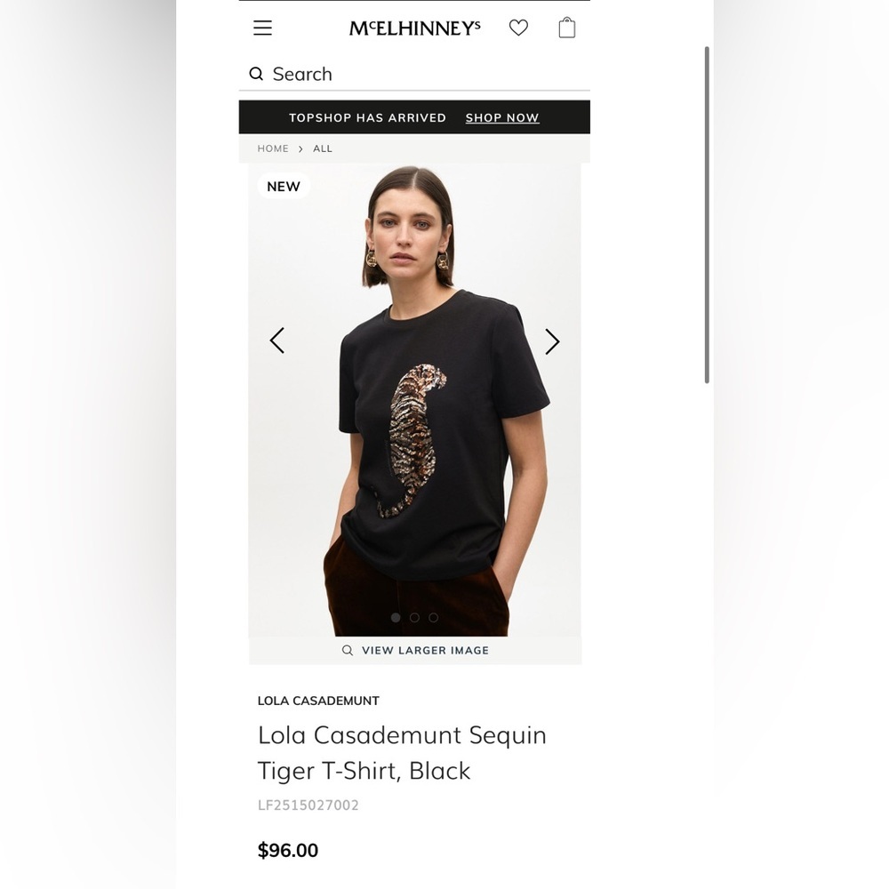 H&M Black Sequins Tiger Graphic Tee - Picture 3 of 16